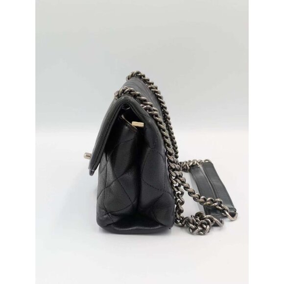 Pre-owned Chanel Quilted Sheepskin Rocks Ruthenium Hardware Small Flap Black - Picture 3 of 16